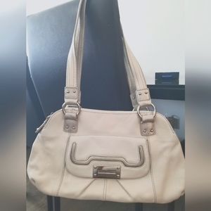 Tingnanello White Leather Double Zip Handbag